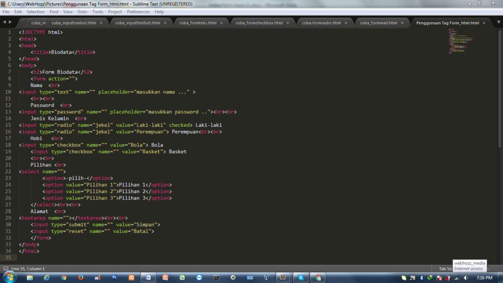Penggunaan Tag Form - WebHozz Blog